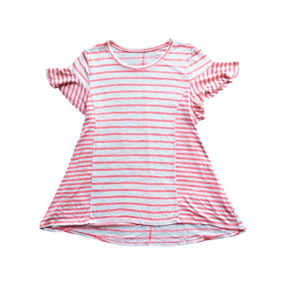 Stripped Peach Pink and White Flowy Shirt